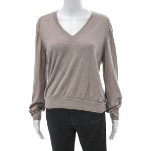 LouLou De Saison Womens Cashmere V-Neck Pullover Beige Long Sleeve Size S